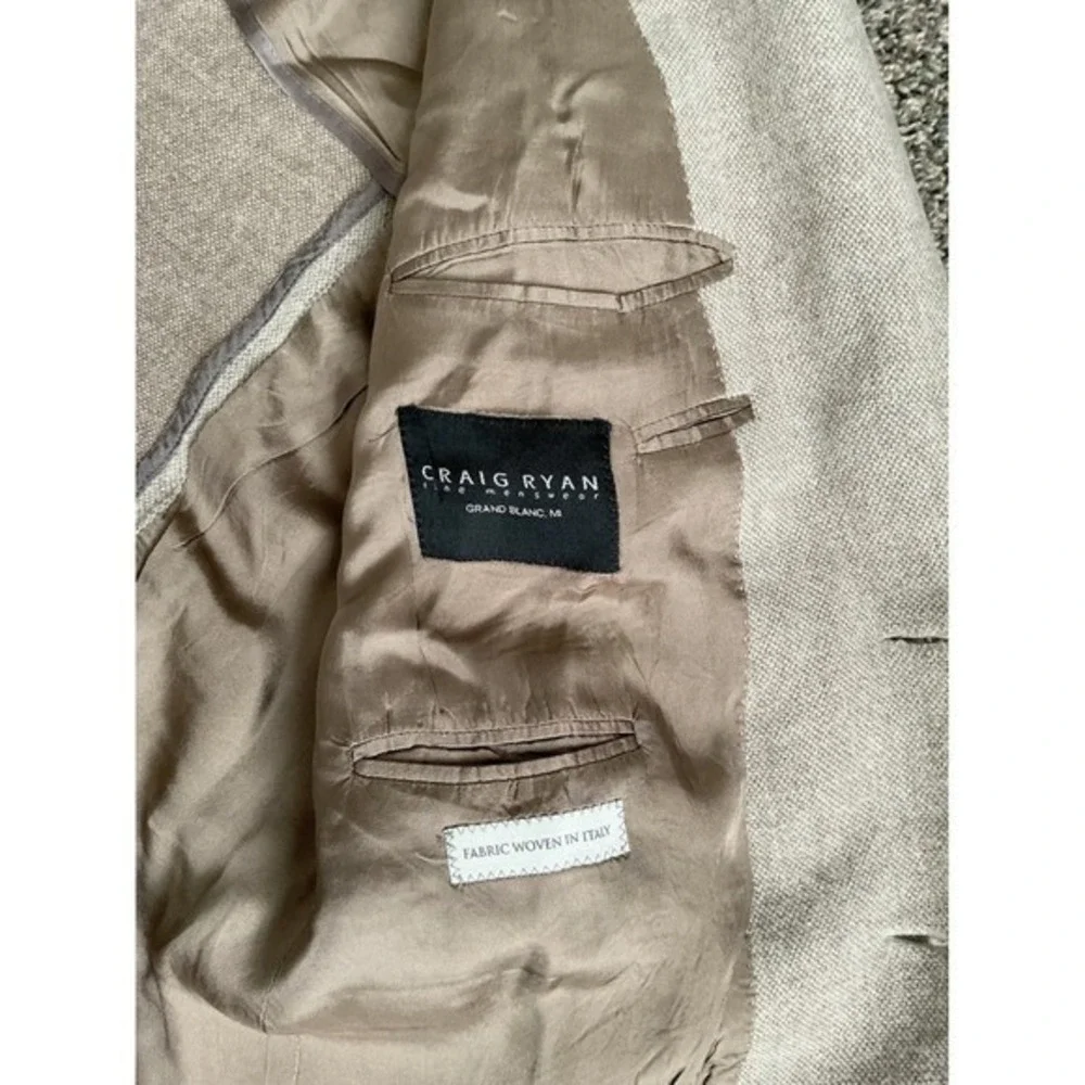 Jack Victor Mens Light Tan cream‎ wool silk Blend Sport Coat blazer sz 46R